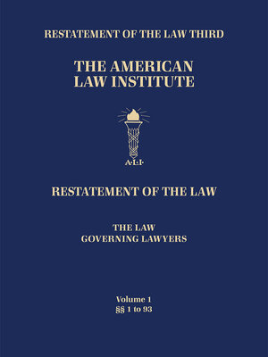 cover image of Restatement of the Law Third, The Law Governing Lawyers